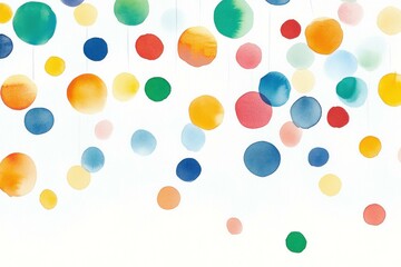 Colorful watercolor circles on a white background, perfect for artistic decoration, celebration themes, and children s events, evoking joy and creativity