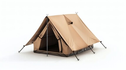 Spacious Beige Camping Tent with Open Entrance and Secure Features