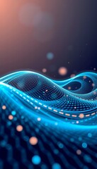 wave cyber technology abstract rendering illustration particles dots flow moving 3d lines network abstract background connection technology datum connect business digital science concept design