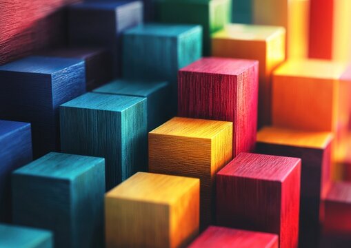 Fototapeta Bright layers cubes illustrating strategic business planning and growth