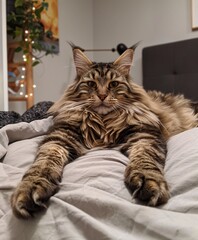 a cat lying on a bed