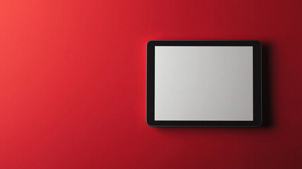 Fototapeta premium blank horizontal tablet pc mockup, empty tablet screen template on red background