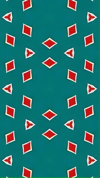 hexagon geometric pattern vertical video, abstract red aqua and white morphing background patterns