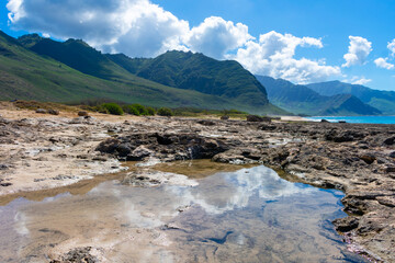 Tidepools on a Rugged Natural Beach Near Makaha on the West Side of the Island of Oahu, Hawaii