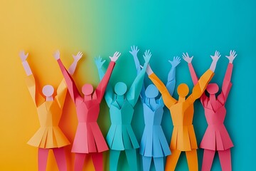 Cheerful Paper Cutout Figures Celebrating Togetherness