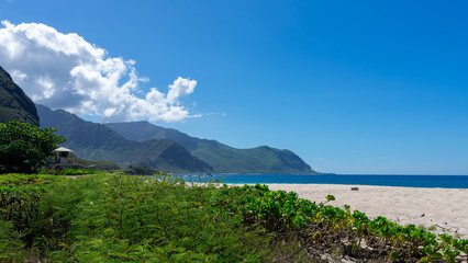 Beach Near Makaha on the West Side of Oahu Island in Hawaii
