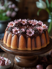 A scrumptious Easter-themed cake, known as babovka, featuring a rich chocolate glaze