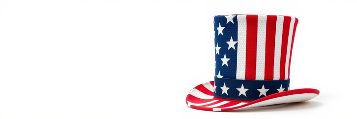 Obraz premium Patriotic top hat with a festive mood representing freedom against a white background