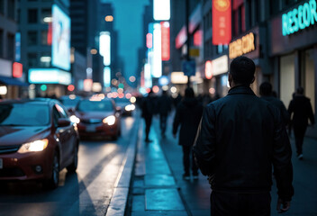 Obraz premium The feel of a city street that is congested with various types of vehicles, very busy conditions.