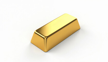 Close-up shot of shiny gold bar isolated on white background. Precious metal, wealth symbol of financial security, prosperity. Banking, economy themes. Investment opportunity. Luxury lifestyle