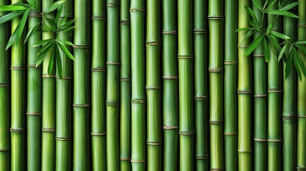Obraz premium Lush Green Bamboo Stalks Background Texture