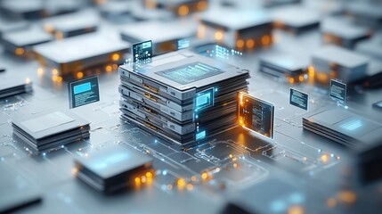 Complex Circuit Board Technology Illustration