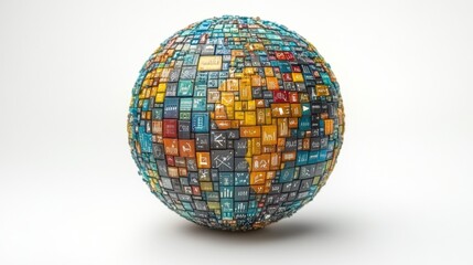 Colorful 3D Globe Composed of Blocks