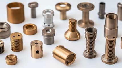 A detailed macro shot of hybrid-manufactured metal components with precision finishes.