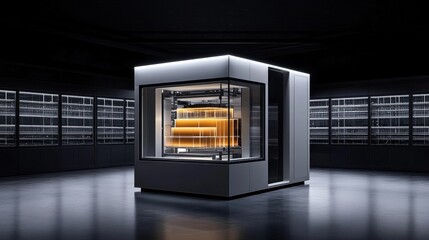 Fototapeta premium A high-performance industrial D printer with an automated calibration system.