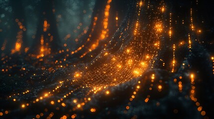 Glowing roots, dark forest, mystical energy, fantasy background, digital art