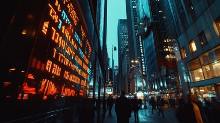 Obraz premium NYC Stock Exchange at Night: A City of Lights and Finance