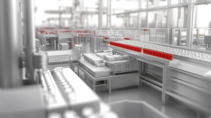 Fototapeta premium A lean production facility minimizing waste with automated efficiency.