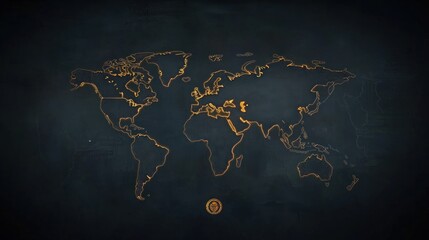 Glowing World Map On Dark Background