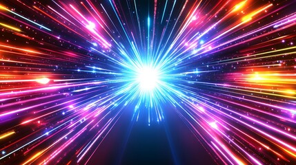 Fototapeta premium Radiant Light Streaks Exploding From Central Point