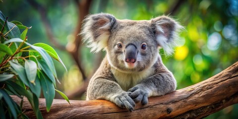 Fototapeta premium Koala in eucalyptus tree, relaxing , nature, branch, nature, branch