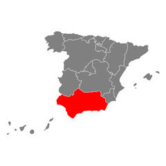 Andalusia of Spain map symbol shape, travel web flat vector illustration .