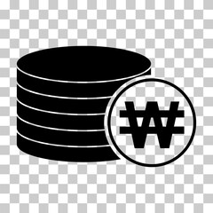 Won stack coin, flat icon money design, cash sign vector illustration .
