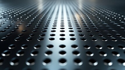 Obraz premium Metallic grid with symmetrical holes, a futuristic and industrial design creating an abstract perspective