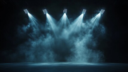 Abstract Stage with a Spotlight Grid and High-Contrast Shadows. Copy space. Generative AI