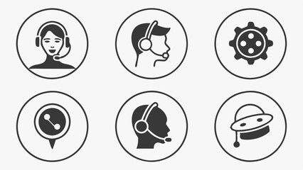 Simple Vector Icons of Customer Service settings