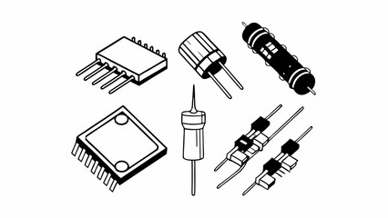 Vector Illustration of Various Electronic Components