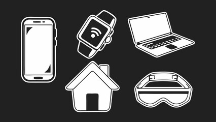 Modern Home Technology Icons in Flat Style