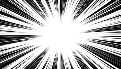 Comic manga explosion effect for superhero action. Transparent motion or movement effect. Anime radial speed lines, abstract pattern for comic book burst, flash ray or bang for fight action scene.