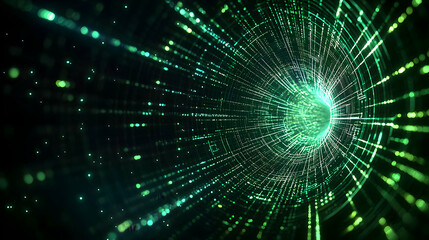 Fototapeta premium Abstract Green Light Tunnel Background