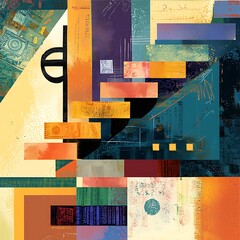 Abstract art a financial ladder, with steps representing savings, investments, and success.