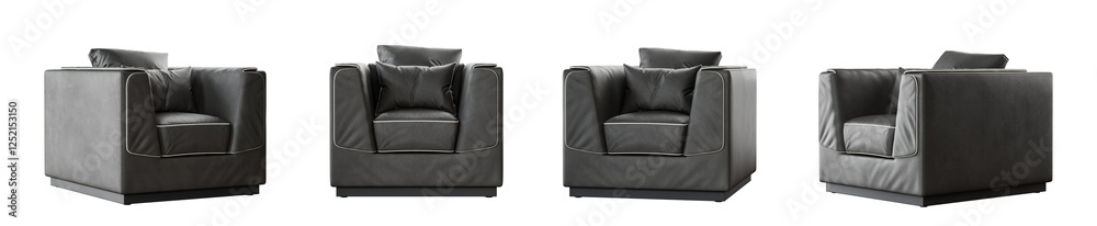 Poster armchair set isolated on transparent background. 3d render. 3d illustration.