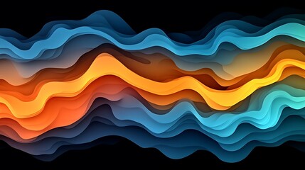 Abstract Wavy Layers in Blue Orange and Brown Hues