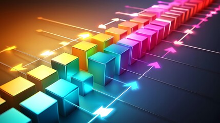 Layered cubes and glowing arrows illustrating dynamic progress in ideas