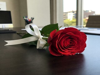 A red rose on deskripsi 