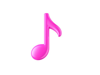 Glossy pink music note icon in a minimalistic digital style, perfect for multimedia projects. Generative AI