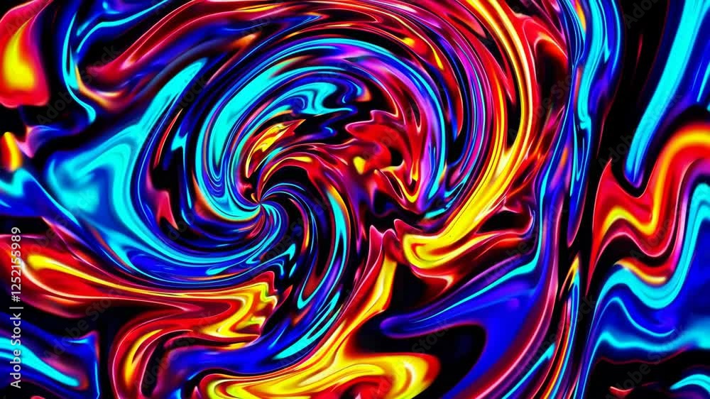 Poster colorful abstract swirl pattern, vibrant psychedelic art. creativity and expression concept