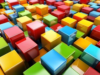 Abstract cubes forming a vibrant flow connected solutions