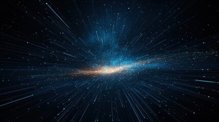 Fototapeta premium Large star cluster in a dark night sky with scattered stars and cosmic background