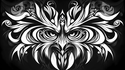 Intricate tribal tattoo design background. abstract geometric and symmetric concept. Ritualistic Symmetry. Illustration
