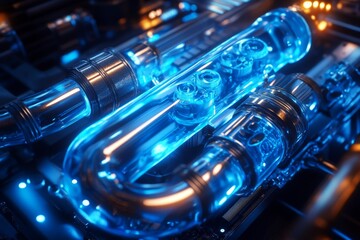 Naklejka premium Abstract view of glowing blue data cables