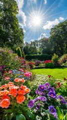 April spring time, flower, young tree, waterfall, sunrise. Bloom easter