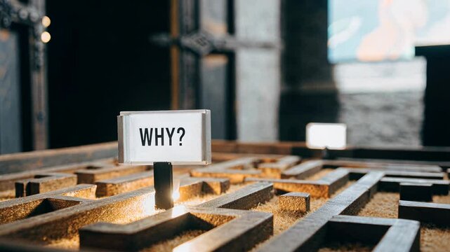 5 WHY analysis concept, Sign in a maze asking Why