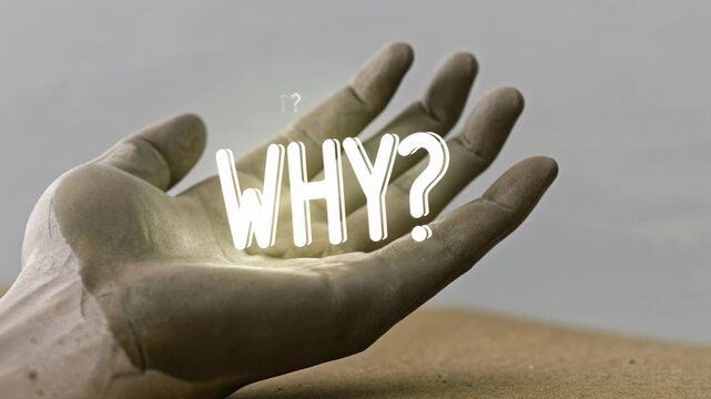 5 WHY analysis concept, Hand holding the word WHY in white letters.