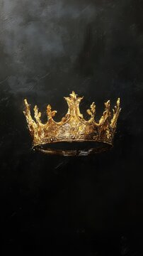 Ornate golden crown resting against a dark textured background