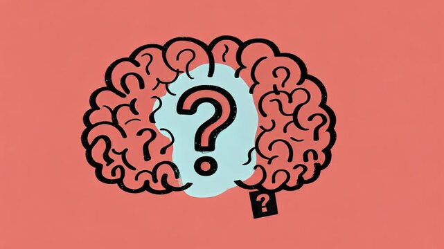 5 WHY analysis concept, Illustration of a brain with a question mark.